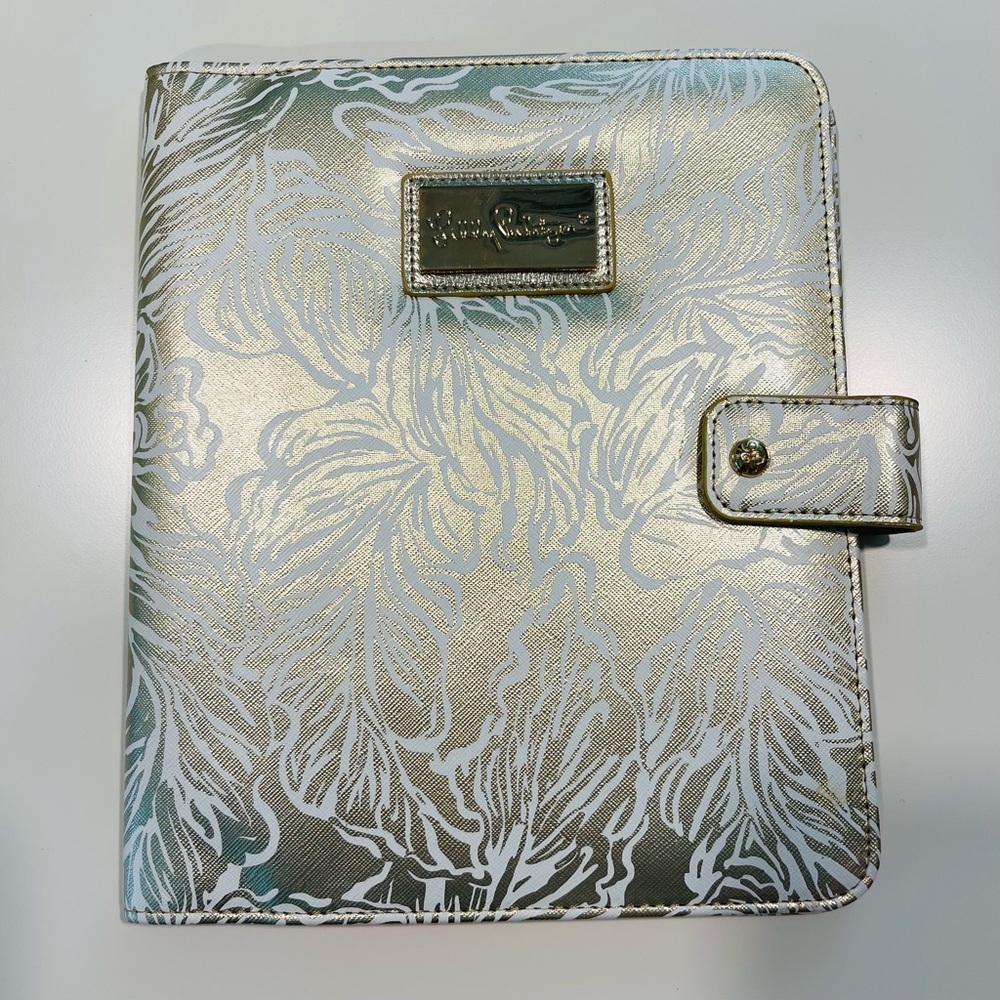 Lilly Pulitzer Metallic Gold and White Floral Home Office Planner